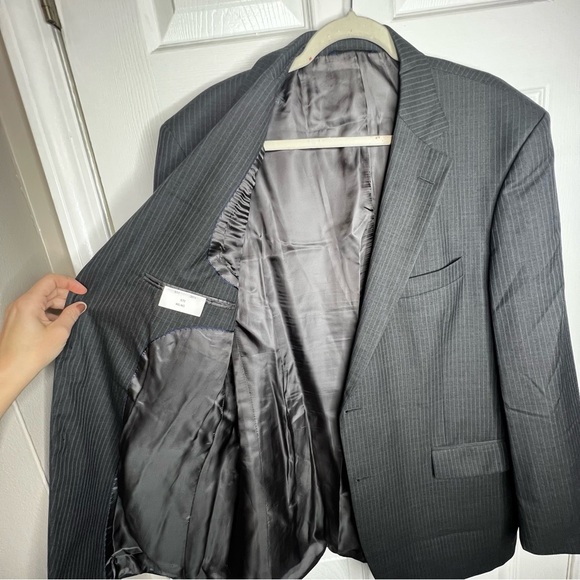 Brooks Brothers 346 Men’s 46L Gray Stripe 100% Wool Sport Coat Suit Jacket 46 L - Picture 2 of 16